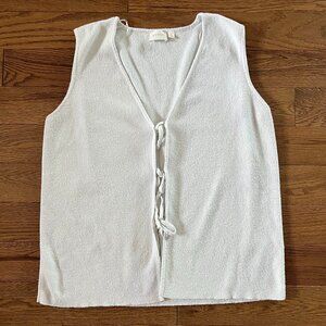 Cyrus Textured Knit Tie Front Sweater Vest Sz L | Minimalist Coastal Chic